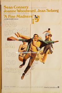 t274 FINE MADNESS one-sheet movie poster '66 Sean Connery, Woodward, Seberg