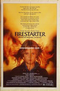 t279 FIRESTARTER one-sheet movie poster '84 young Drew Barrymore!