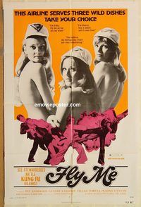 t285 FLY ME one-sheet movie poster '72 super sexy kung fu stewardesses!