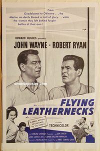 t286 FLYING LEATHERNECKS military one-sheet movie poster R60s John Wayne