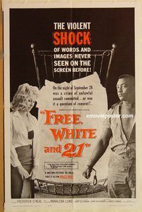 t292 FREE, WHITE & 21 one-sheet movie poster '63 AIP sexploitation classic!