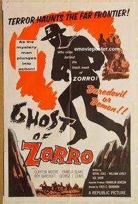 t306 GHOST OF ZORRO one-sheet movie poster '59 Clayton Moore