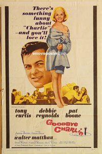 t315 GOODBYE CHARLIE signed one-sheet movie poster '64 Pat Boone, Reynolds