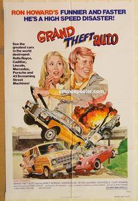 t320 GRAND THEFT AUTO one-sheet movie poster '77 Ron Howard, Solie art!