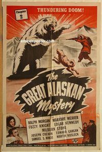 t325 GREAT ALASKAN MYSTERY Chap 2 one-sheet movie poster '44 Yukon serial!