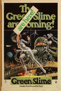 t330 GREEN SLIME teaser one-sheet movie poster '69 classic cheesy sci-fi!