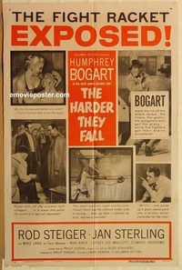 t337 HARDER THEY FALL style B one-sheet movie poster '56 Humphrey Bogart