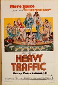 t346 HEAVY TRAFFIC one-sheet movie poster '73 X-rated cartoon!