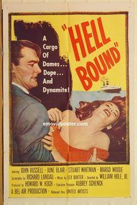 t347 HELL BOUND one-sheet movie poster '57 John Russell, June Blair