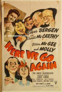 t350 HERE WE GO AGAIN one-sheet movie poster '42 Edgar Bergen, McCarthy