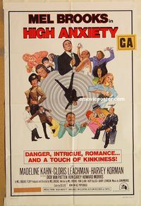 t352 HIGH ANXIETY style B one-sheet movie poster '77 Mel Brooks, Kahn