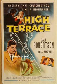 t354 HIGH TERRACE one-sheet movie poster '56 cool mystery image!