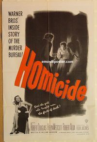 t357 HOMICIDE one-sheet movie poster '49 Robert Douglas, Westcott