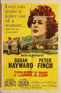 t364 I THANK A FOOL one-sheet movie poster '62 Susan Hayward, Peter Finch