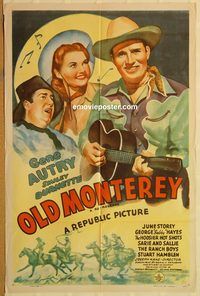 t370 IN OLD MONTEREY one-sheet movie poster R40s Gene Autry, Burnette
