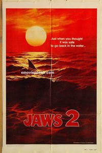 t380 JAWS 2 teaser one-sheet movie poster '78 Roy Scheider, sharks!