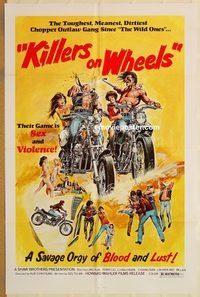 t387 KILLERS ON WHEELS one-sheet movie poster '75 kung fu bikers!