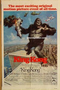 t388 KING KONG one-sheet movie poster '76 BIG Ape, Jessica Lange
