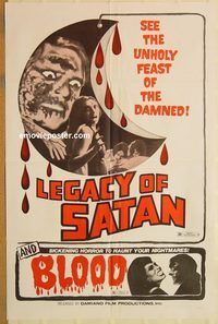 t396 LEGACY OF SATAN/BLOOD one-sheet movie poster '70s vampire horror!