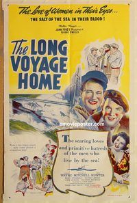 t403 LONG VOYAGE HOME one-sheet movie poster R40s John Wayne, Mitchell