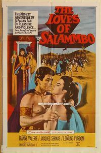 t409 LOVES OF SALAMMBO one-sheet movie poster '62 Purdom as Narr Havas