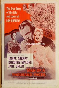 t419 MAN OF A THOUSAND FACES one-sheet movie poster R64 James Cagney