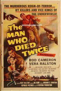 t420 MAN WHO DIED TWICE one-sheet movie poster '58 Cameron, Ralston