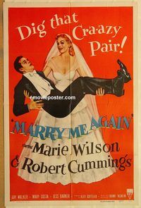 t425 MARRY ME AGAIN one-sheet movie poster '53 Robert Cummings, Wilson