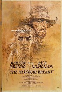 t433 MISSOURI BREAKS advance one-sheet movie poster '76 Brando, Nicholson