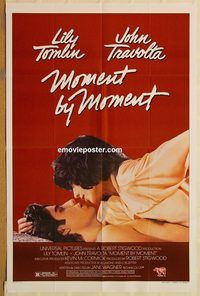 t434 MOMENT BY MOMENT one-sheet movie poster '78 Lily Tomlin, Travolta