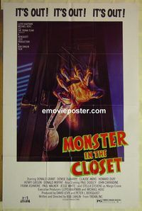t435 MONSTER IN THE CLOSET one-sheet movie poster '86 really cool image!