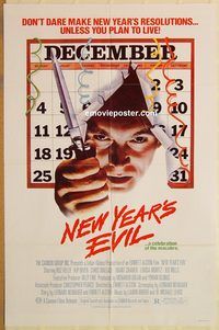 t447 NEW YEAR'S EVIL one-sheet movie poster '80 holiday horror!