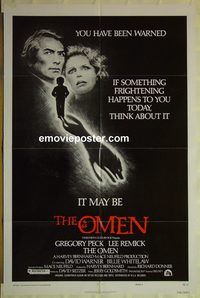 t457 OMEN style F one-sheet movie poster '76 Gregory Peck, Lee Remick