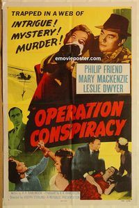 t459 OPERATION CONSPIRACY one-sheet movie poster '57 mystery, murder!