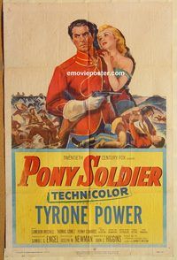 t478 PONY SOLDIER one-sheet movie poster '52 Tyrone Power, Mitchell