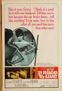 t486 RAGE TO LIVE one-sheet movie poster '65 Suzanne Pleshette