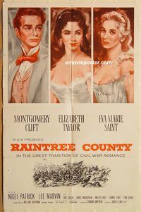 t487 RAINTREE COUNTY one-sheet movie poster R60s Monty Clift, Liz Taylor