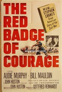 t490 RED BADGE OF COURAGE one-sheet movie poster '51 Audie Murphy