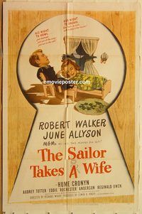 t513 SAILOR TAKES A WIFE one-sheet movie poster '45 Robert Walker, Allyson