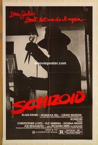 t519 SCHIZOID one-sheet movie poster '80 Klaus Kinski, Marianna Hill