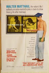 t523 SECRET LIFE OF AN AMERICAN WIFE one-sheet movie poster '68 Matthau