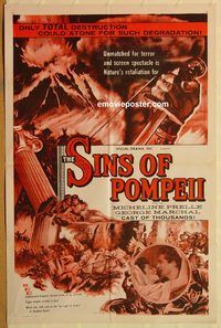 t535 SINS OF POMPEII one-sheet movie poster '48 total destruction!