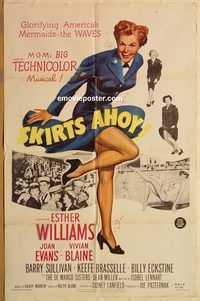 t537 SKIRTS AHOY one-sheet movie poster '52 Esther Williams in Navy!