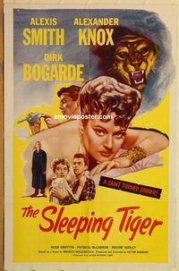 t539 SLEEPING TIGER one-sheet movie poster '54 Joseph Losey, Alexis Smith