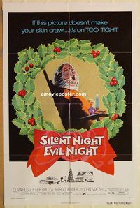 t533 SILENT NIGHT EVIL NIGHT one-sheet movie poster '75 Xmas!