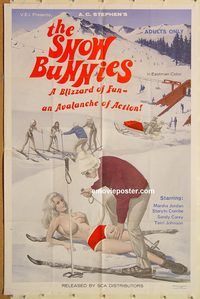 t541 SNOW BUNNIES one-sheet movie poster '70 ski sexploitation!