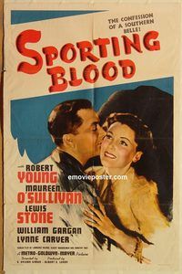 t548 SPORTING BLOOD one-sheet movie poster '40 Robert Young, O'Sullivan