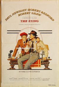 t554 STING one-sheet movie poster '74 Paul Newman, Robert Redford, Shaw