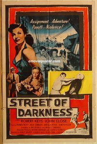 t555 STREET OF DARKNESS one-sheet movie poster '58 Robert Keys, crime!