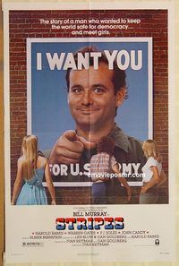 t557 STRIPES style A 1sh '81 Ivan Reitman classic military comedy, Bill Murray wants YOU!